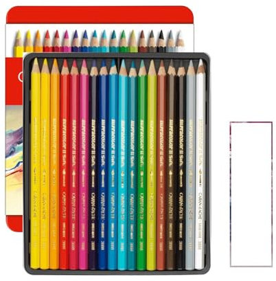 CARAN D ACHE Supracolor 18 Crayons de couleur Aquarellables et 1 Carte