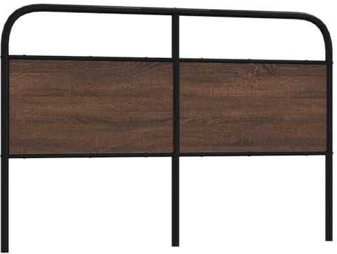 vidaXL Kopfteil Braun Eichen-Optik 150 cm Stahl und Holzwerkstoff, Bettkopfteil, Kopfteil für Doppelbett, Bett Kopfteil, Bettkopfteile, Doppelkopfteil