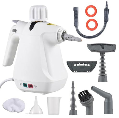 1000W Handheld Steamer, Portable Steam Cleaners with 10 pcs Accessories, Multi-Purpose Steam Cleaning with 500ML Tank and Child Lock, Steam Cleaner with Trigger Control, for Sofa Shower Upholstery