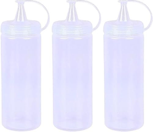 Leak-Proof Sauce Squeeze Bottles (3-Set_1000ml) BPA Free Plastic Condiment Bottles Twist On Cap Lid Easy to Squeeze Perfect for Salad Dressing Ketchup Mustard Oil Paint BBQ Sauce (Pack-3, 1000ml/34oz)