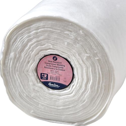 Hemline Wadding: Heat Resistant: Compressed: Sew-in: 25m x 90cm: White