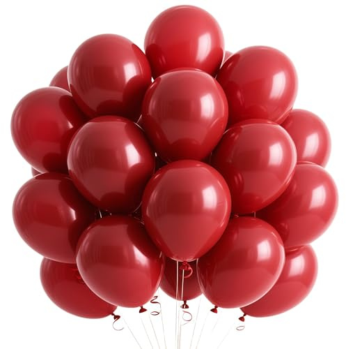 Luftballons Weinrote,50 Stück 12 Zoll Weinrot luftballons Geburtstag,Latex Tiefrot Ballons, luftballon für Partydeko Geburtstags Hochzeits Festival Jahrestag Deko