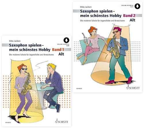 Saxophon spielen - mein schönstes Hobby Band 1 und Band 2 (9831D, ED 9832D, 9783795723422, 9783795720971) + Pflegetuch aus Mikrofaser (Starterset)