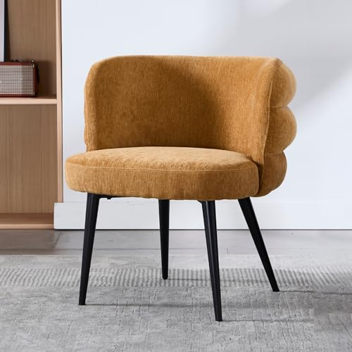 chairus Loungesessel Wohnzimmer Chenille Cocktailsessel Ohrensessel für Schlafzimmer Modern Sessel Wohnzimmer Polstersessel mit Metallbeine (Gelb)