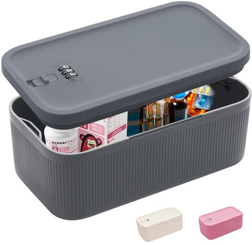 NICEWAT Lockable Storage Box, Organizer Box with Combination Lock, Cell Phone Lockbox, Small Combination Lock Box for Home, Fridge, Office, or Travel (23.5 * 12.8 * 9.3CM)