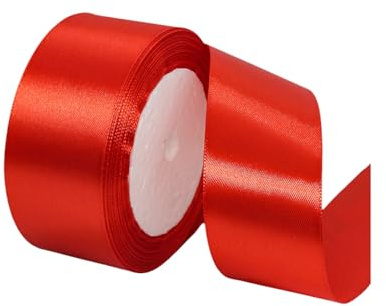 Cinta de satén rojo de 40 mm, 22 m, cinta de tela para el pelo para manualidades, ramos de flores, envoltura de regalos, boda, fabricación de lazos y decoración de Navidad de San Valentín