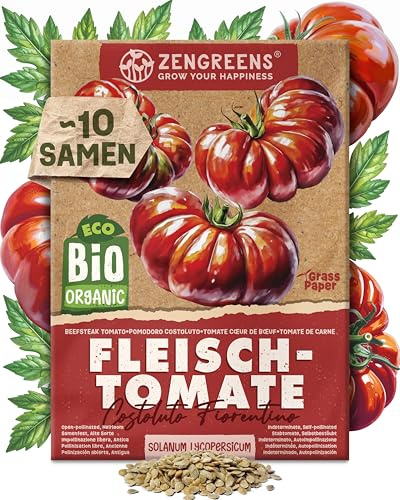 ZenGreens® - Bio Fleisch-Tomate Samen (Costoluto Fiorentino) - Fleisch-Tomatesamen - Gemüsesamen für den einfachen Anbau im Garten, Balkon oder Hochbeet - Saatgut - Paradeiser