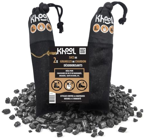 KHOOL Désodorisant Naturel Charbon de Bambou, 2 Pochons