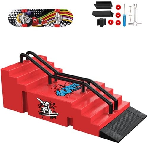 Gxdamxz Finger Skateboard & Fingerboard Rampe, Fingerskateboards Set, Mini Training Requisiten für Fingersportarten, Sporttrainings