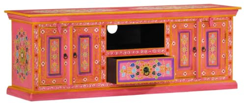 Genérico Mueble de TV Madera Maciza de Mango Rosa 110x30x40 cm,Mobiliario,Muebles TV,Rosa,17.75 kg,353907