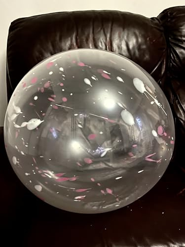 Lot de 6 ballons ronds transparents avec confettis roses et blancs, 45,7 cm