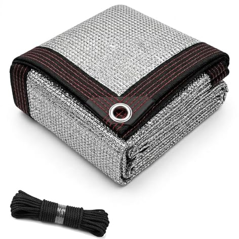 Filet d'ombrage Aluminium Réfléchissant 99% - Tissu d'ombre Anti-Chaleur et UV - Protection Solaire Voiture, Toit de Terrasse et Pergola avec Corde Incluse((3.5x5) m)