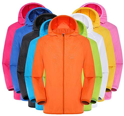 Veste de pluie pour homme et femme - Imperméable - Protection solaire - Pliable - Respirante - Coupe-vent - Printemps été - Ultra légère - Avec capuche - Couleur unie - Pour l'extérieur, la randonnée