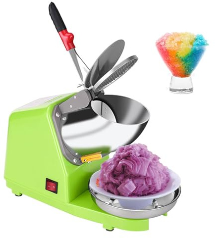 XNXYSMKJ Tritaghiaccio Elettrico, Alta velocità 2200 Giri/Minuto, capacità 65 kg/h, Doppie Lame in Acciaio Inossidabile per Uso Domestico e Commerciale, Design Versatile. (Green)