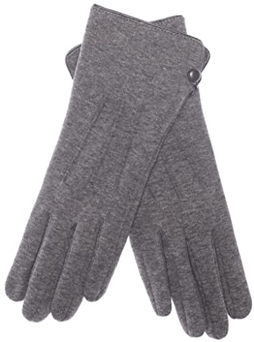 EEM Damenhandschuhe 100% vegan, weiche Baumwolle, Touchfunktion, gefüttert mit kuscheligem Teddyfleece, anthrazit onesize