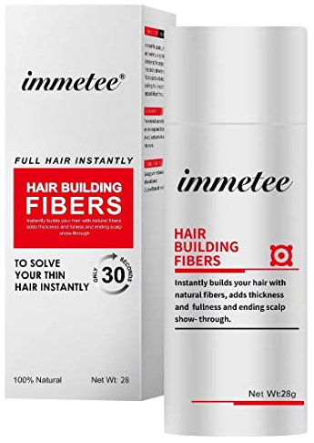 immetee Hair Building Fibers Capilares Negro,Fijación Fuerte,Disimular Calvicie Con Fibra Capilar Natural,Fibras de Queratina Para Crear Más Densidad en el Cabello de Forma Inmediata 28g