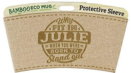 History & Heraldry Bamboo Eco Travel Mug Pre Personalised Heat Sleeve - Name ofJulie