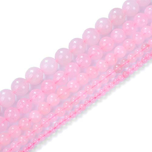 Natural Stone Beads 4mm Rose Quartz Gemstone Round Loose Beads Crystal Energy Stone Healing Power for Jewelry Making DIY,1 Strand 15