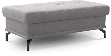 Cavadore Sitzhocker Castiel / Moderner Polsterhocker mit Füßen in Satin-Optik / 138 x 48 x 71 / Webstoff, Hellgrau