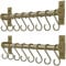 Dseap Kitchen Utensil Holder Hanger, Pot and Pan Rack Wall Mounted, Kitchen Rail with 8 Hooks for Hanging Cooking Utensils, Mugs, Spoons, Wall Mounted, Bronze, Pack of 2