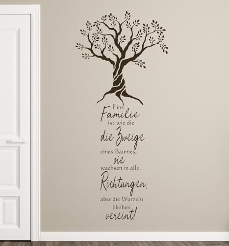 tjapalo® pk283 Sprüche Wandtattoo Familie ist wie die Zweige eines Baumes Wandaufkleber wandtattoo wohnzimmer spruch familie, Farbe: Weiß, Größe: H100xB44cm