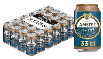Amstel Oro 0,0 Cerveza Tostada Sin alcohol Pack Lata, 24 x 33cl