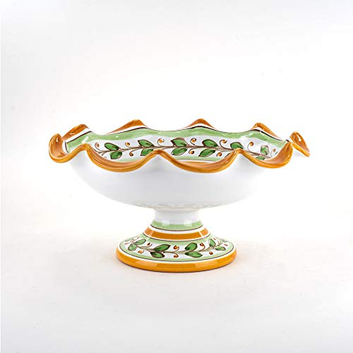 Alzata portafrutta in ceramica siciliana di Caltagirone decoro Acanto (Ø cm 30)