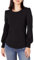 Amazon Essentials Women's Long-Sleeve Crewneck Smocked Cuff T-Shirt, Black, S