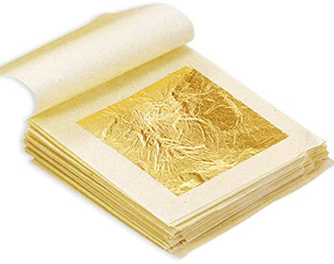 20 Blatt 24 K essbare Blattgold, reine Goldfolie, lose Blätter für Kuchen & Schokolade, Dekoration, Make-up, Vergoldung, Basteln, Gesundheit & Spa, 4,3 x 4,3 cm