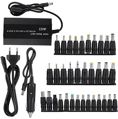 120 W AC Universal-Laptop-Ladegerät DC-Ausgang 12/15/16/18/19/20/22 / 24V Netzteil-Netzkabel mit 34DC-Anschlüssen für Heim/Auto(EU)