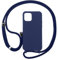 PuYu Zhe Compatible for iPhone 12 Mini Case,Silicone Crossbody Cover TPU Shell Adjustable Cord Lanyard Slim Stylish Shockproof Case-Dark Blue