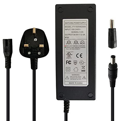 aunstarwei 54.6V 2A Power Supply Adapter Charger for 48V Lithium Li-ion Battery Pack with DC 5.5x2.1mm / 5.5x2.5mm Plug