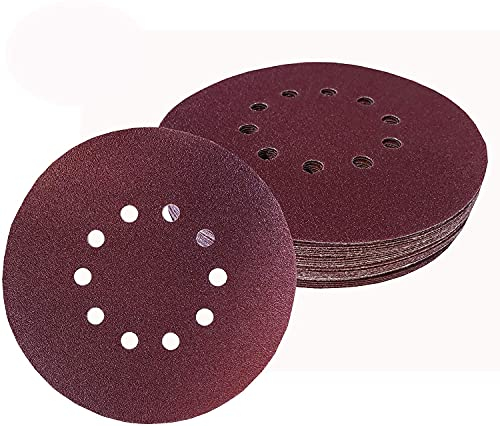 30 Sheets Velcro Professional Sanding Discs Diameter 225 mm - 10 Holes Each 6 x K60/80/120/180/240 Mix Pack Sandpaper Long Neck Sander Self-Adhesive Sanding Sheets Sanding Giraffe Drywall Sander