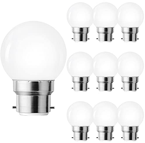 MZYOYO B22 LED Lampe 3W Glühbirne,B22 G45 Leuchtmittel LED,3000K Warmweiß Bulb,20W Glühlampe ersetzt,360° Abstrahlwinkel,Birne,Nicht Dimmbar,10er Pack