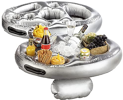 infactory Flaschenhalter Pool: 2er-Set schwimmende 2in1-Getränke- und Snackhalter, 70 x 50 cm (Pool Bars, Dosenhalter, aufblasbar)