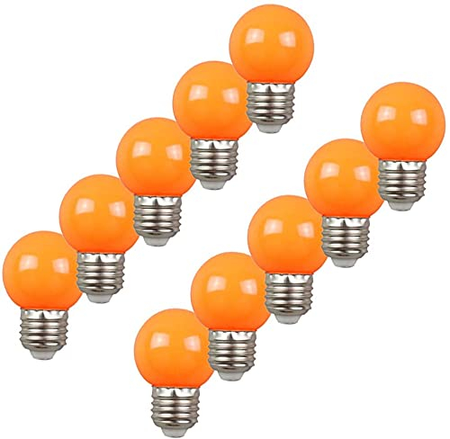 Aiwerttes E27 Orange Golf Light LED Kleine Edison Schraube Farbe Glühbirne 2W,Energiesparlampe Äquivalent zu 20W Glühbirne,Geeignet für Terrassenparty Glühbirne,10er Pack