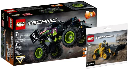 Lego Set - Lego Technic Monstertruck Monster Jam Grave Digger 42118 + Polybag Volvo Radlader 30433