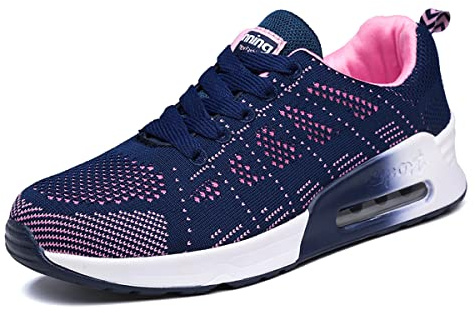 Youecci Femmes Baskets Running Fitness Course Basses Athlétique Marche Gym Filets Chaussures Respirant Maille À Lacets Leger Sport Run Baskets Bleu 36 EU