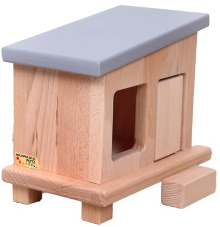 Holzspielzeug Peitz Kinder-Hühnerstall | Tierunterstand | Bauernhof-Zubehör | Massives Holzspielzeug | Tür aufklappbar | unbegrenzte Einsatzmöglichkeiten