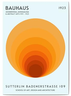 Bauhaus 1919 inspirierte Wandkunst/Wohnkultur/helle Farbposter/Retro-Poster/Galerie-Wand-Ergänzung/modern zeitgenössisch (A5 – 14,8 x 21 cm)