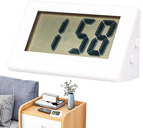 Ailopta Desktop Clock Digital, Quiet Alarm Digital Car Clock, LCD Small Battery-operated Digital Clock With Button Battery Table