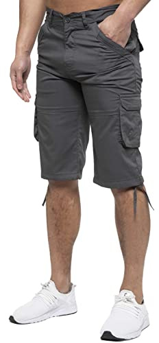 989Zé ENZO Mens Cargo Combat Shorts Summer Chino Casual Work Knee Length Pants EZS426 Shorts Grey 34