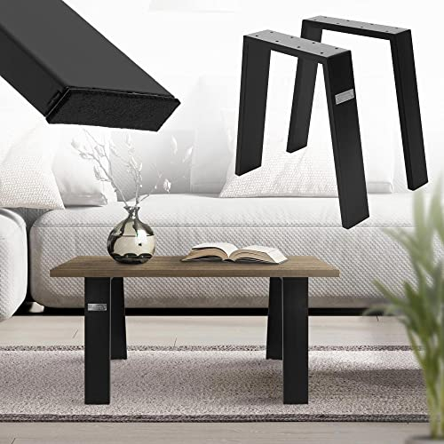 ML-Design 2er Set Tischbeine Loft 44x42 cm, Schwarz, Profil 8x2 cm, Stahl, Industriedesign, U-Form, Metall Tischgestell scandic, Tischkufen Tischuntergestell Möbelfüße Bankkufen Bankgestell Bankbeine