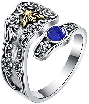 Lapis Lazuli Ring Sterling Silber Einstellbare Löffel Ringe für Frauen Blau Edelstein Ring Lapis Lazuli Schmuck Geschenk für Frauen