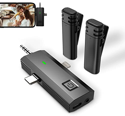 Mini Mikrofon für iPhone iPad,Plug-Play Kabelloses Lavalier Mikrofon, Wireless Microphone für Aufnahmen, Live-Stream, YouTube, TikTok, Facebook, Geräuschreduzierung, automatische Synchronisation