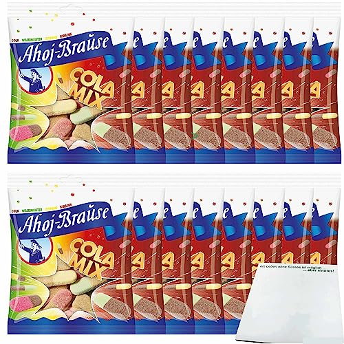 Ahoj Brause Cola Mix Kaubonbon ein buntes Naschvergnügen VPE (16x150g Packung) + usy Block