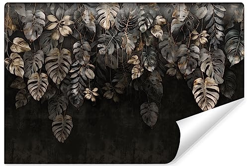 Muralo Fototapete Vlies 3D, Blätter, Pflanzen, Kunstdruck - 208x146 cm | Beeindruckendes 3D-Design, hochauflösender Druck - ideal für Wohnzimmer und Schlafzimmer, Ein außergewöhnliches Raumerlebnis