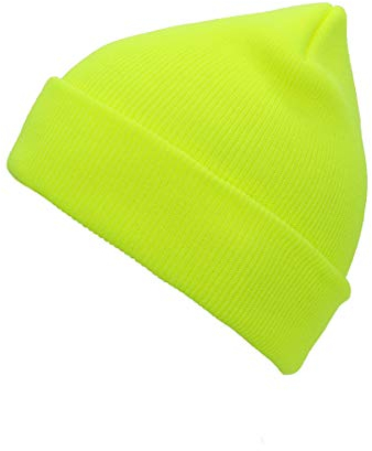 Durio Winter Beanie Mütze Wintermütze Herren Damen Unisex Strickmütze Laufmützen Fluoreszierendes Gelb Einheitsgröße