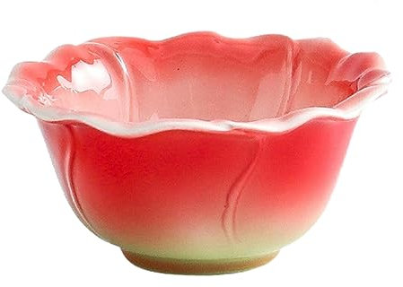 Enamel Colored Rose Ceramic Coffee Mark Water Cup, Dish, Plate, Pot Set for office home restaurant cafe teahouse-Red Rose Bowl