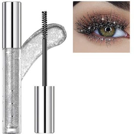 Dyceittdia Mascara, 3.2g Wimperntusche, Pailletten-Glitzer-Schneeflocken-Mascara, Wasserfeste, wischfeste Wimperntusche, Verlängernde und volumengebende Wimperntusche, Funkelnde Augen, mascara